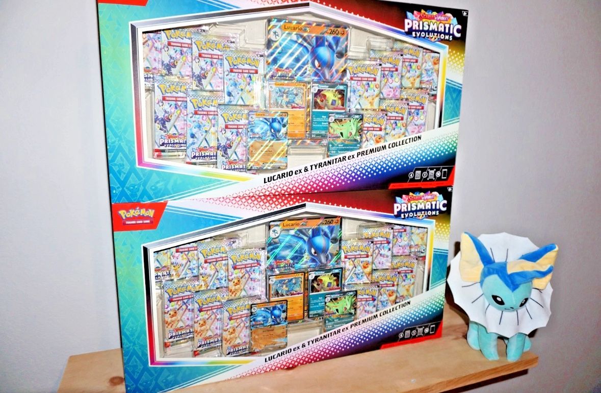 Pokemon Prismatic Evolutions Lucario & Tyranitar Ex Prem. Collection