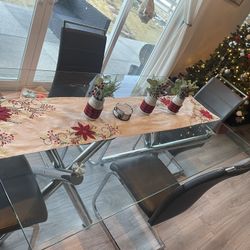 Glass Rectangular Table w/Chairs