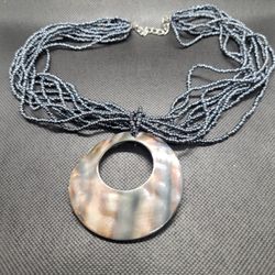 10 Black Strand  Polished  Pendant Necklace