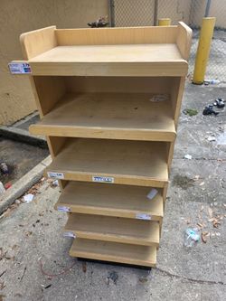 Wooden Retail Display Rack / 6-Tier Slanted Shelves – Quick Sale!