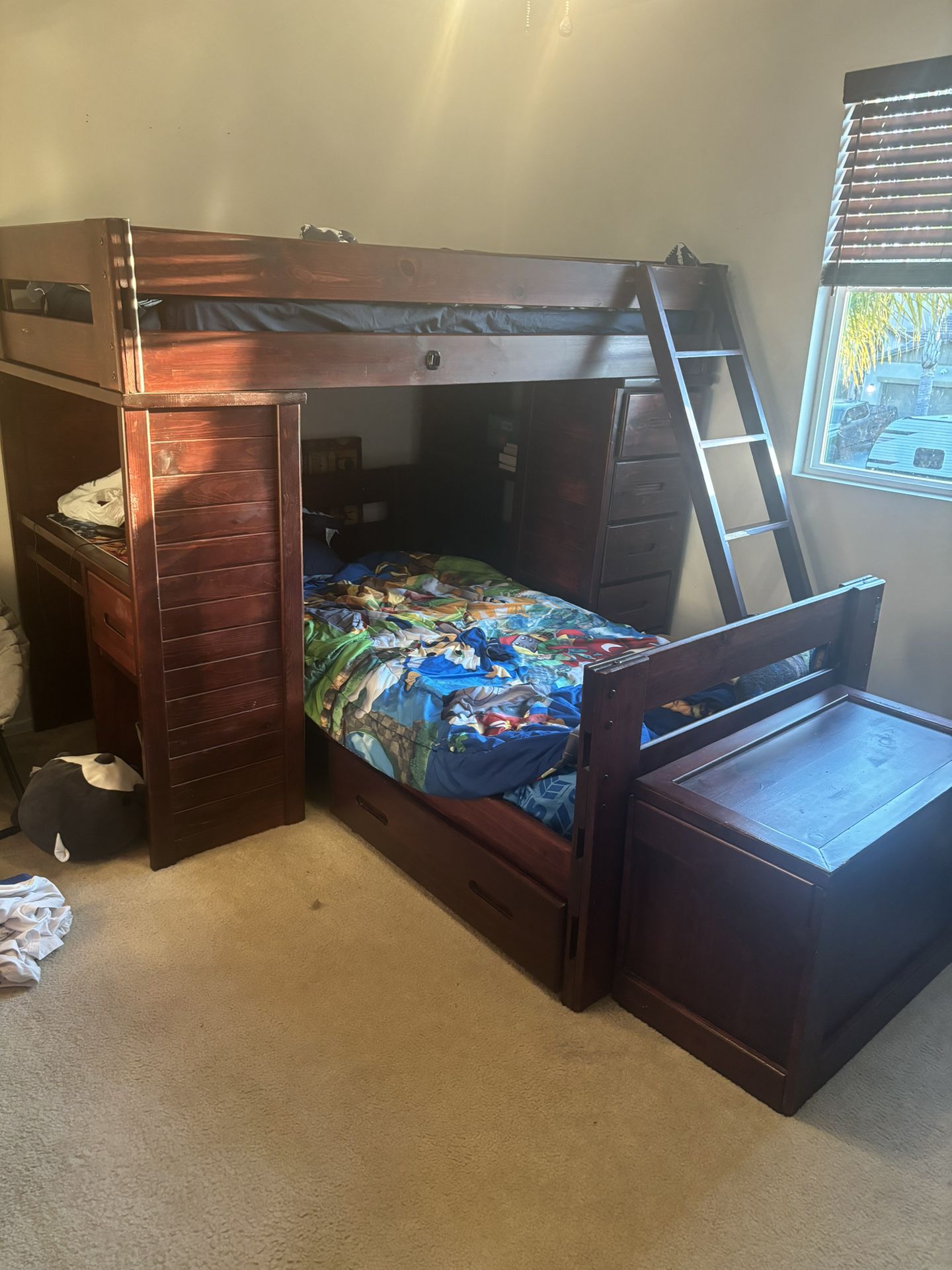 Twin Over Twin Bunk Bed With Desk And Chest 