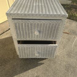 2 Drawer Wicker Nightstand