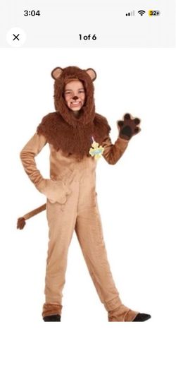 Wizard of Oz Cowardly Lion Kid's Halloween Costume Child medium (8-10) Jumpsuit. New. Brown color, 100% polyester, RN#55219, made china, sleeve 19” ar