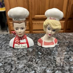 Vintage 1994 Enesco Barbie & Ken - Salt & Pepper Shakers.  Size approximately 4 inches tall and 2 1/4 inches wide.  Brand new never used. 