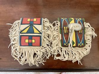 Two Ceramic Hand painted Indian Bags