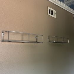 Two Metal shelf's with mirror