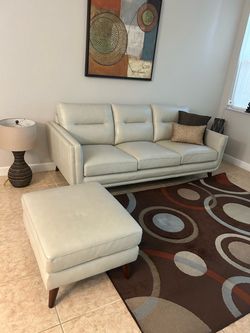 Leather Sofa and Ottoman