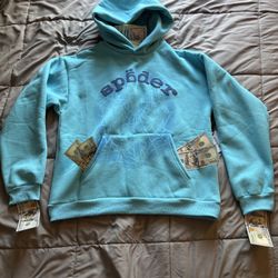 Blue Spray Paint Print Sp5der Hoodie
