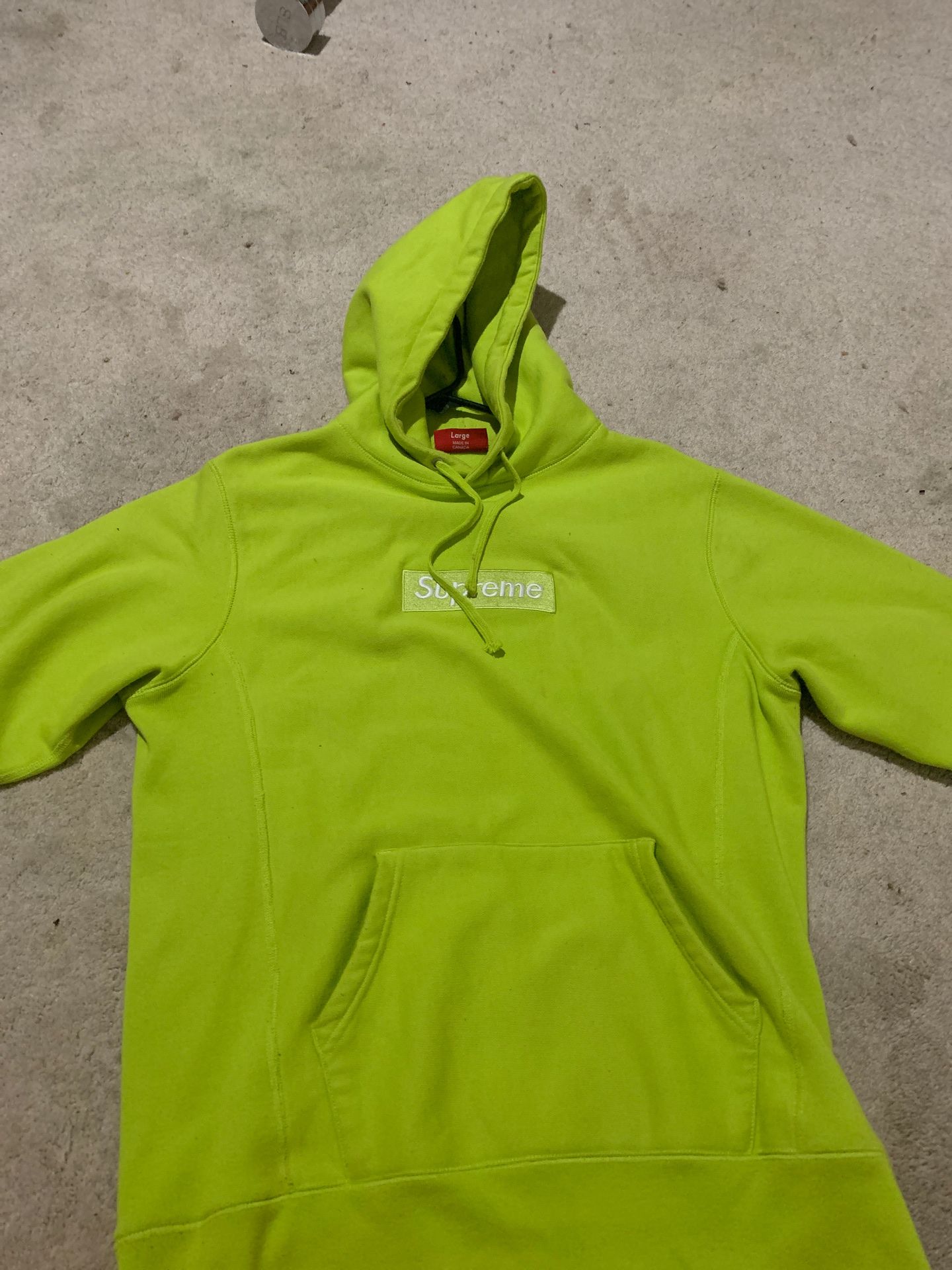 neon green supreme hoodie Large