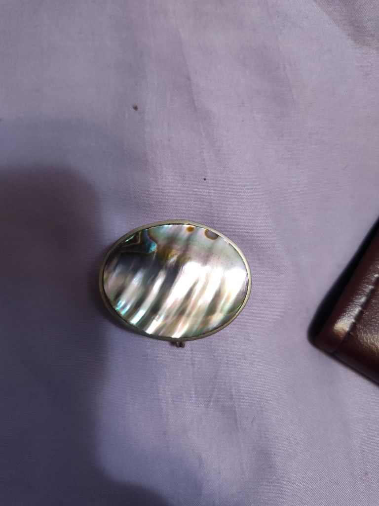 Oval Abalone Sterling Silver Latched Pill Box