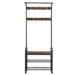 Coat Rack With Shoe Storage and Bench Rustic Design