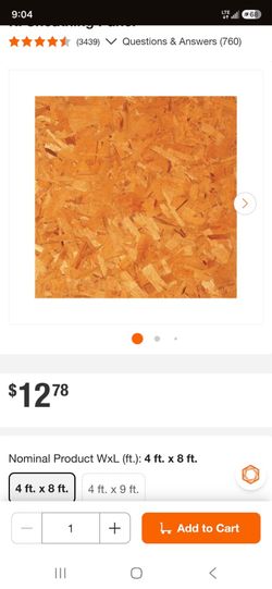 OSB 7/16 Application as 4ft. X 8 ft. Sheathing Panel