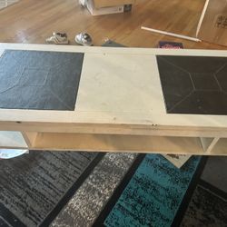 Solid Wood And Leather Coffee Table