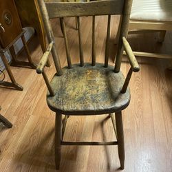 Beautiful Vintage Handmade Wooden High chair For Child