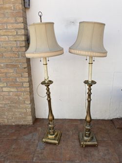 Old Antique pair of brass lamps $50