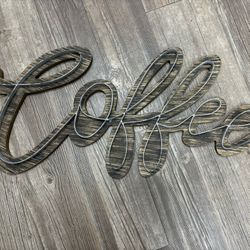 Coffee Sign Wood and Metal