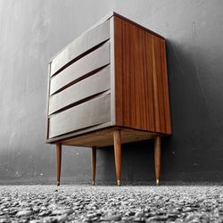 Stunning Mid Century Modern Solid Wood & Mahogany Reimagined  Dresser