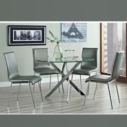 5 piece Dining set with glass table.