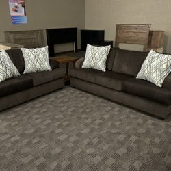 Brown Sofa Love Couch Set 