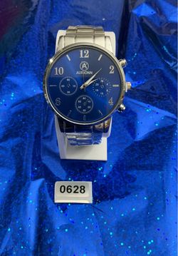 AURONN Men’s Analog Quartz Chronograph Watch Blue Dial Silver Tone Bracelet