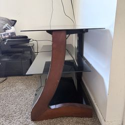 Wooden frame With 3 Glass Shelve Tv Stand