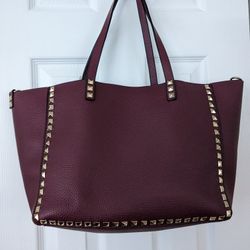 Burgundy gold studs, studded tote purse