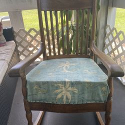 Reupholstered, Refinished Antique Rocker