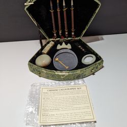 Chinese Calligraphy Set with 5 Brushes and Japanese Sumi-e Ink -