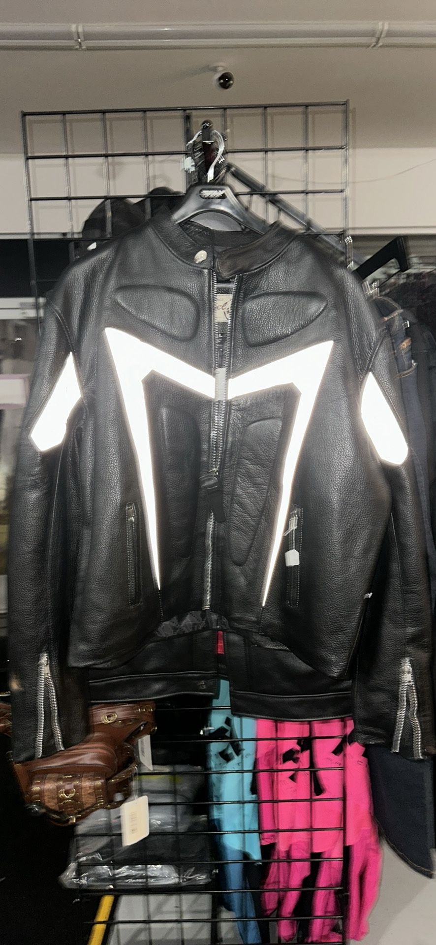 Leather Motorcycle Reflective Jacket