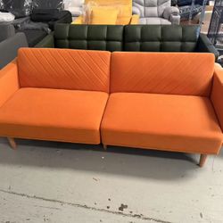 New 76.8" Futon Sofa Bed, Small Couch, Sleeper, Loveseat, Mid Century Modern Futon Couch