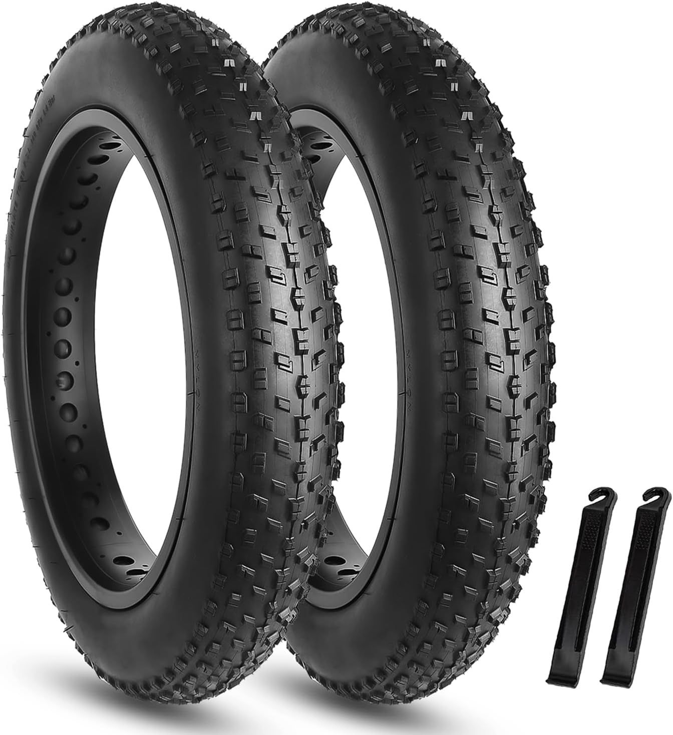 2 Pack Fat Tires: 20x4.0 Inch Folding Replacement Electric Fat Bike Tires Compatible Wide Mountain Snow Bike with Tire Left