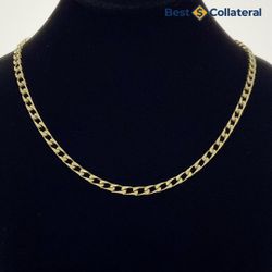 21 inch Square Cuban Curb Chain in 18k Gold