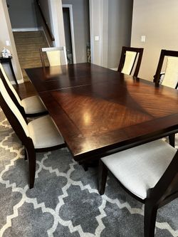 7 Piece Formal Dinning Table w/ 6 Cushioned Chairs