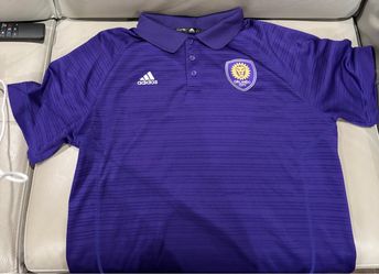 Men’s Adidas MLS purple climalite Orlando City soccer polo shirt large