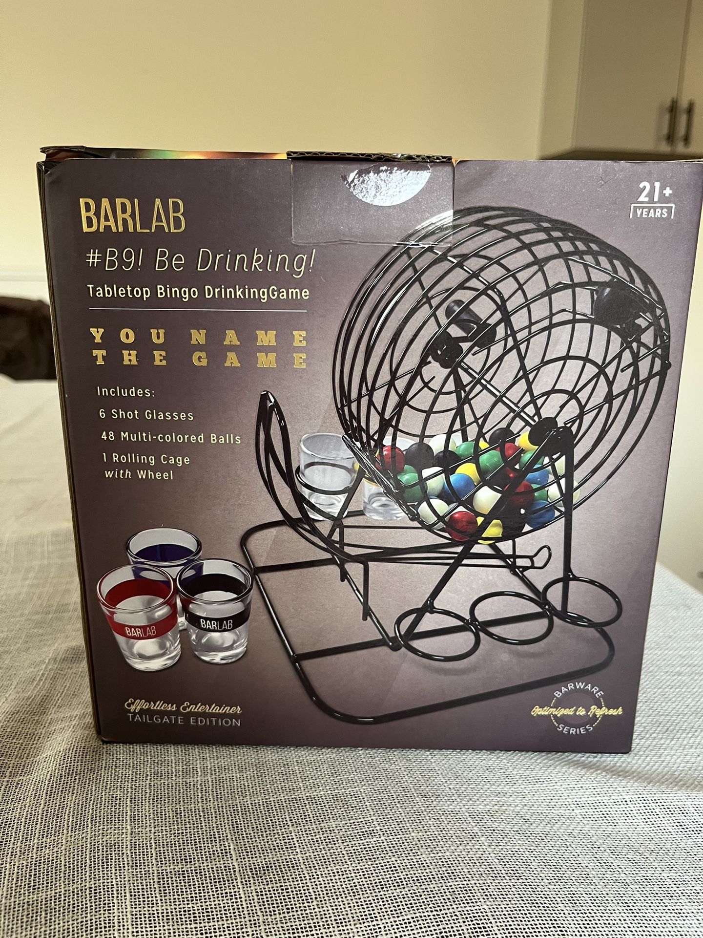 Barlab Bingo Drinking Game For Adults, 6 Shot Glasses Included
