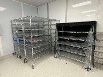 Wire shelving on wheels
