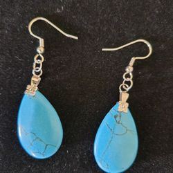 Faux Turquoise Teardrop Earrings