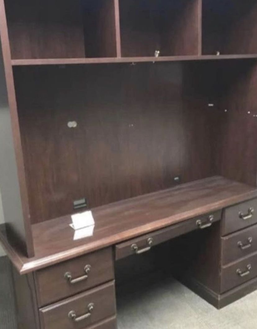 Brown desk with hutch and drawers ❌MAKE OFFER❌