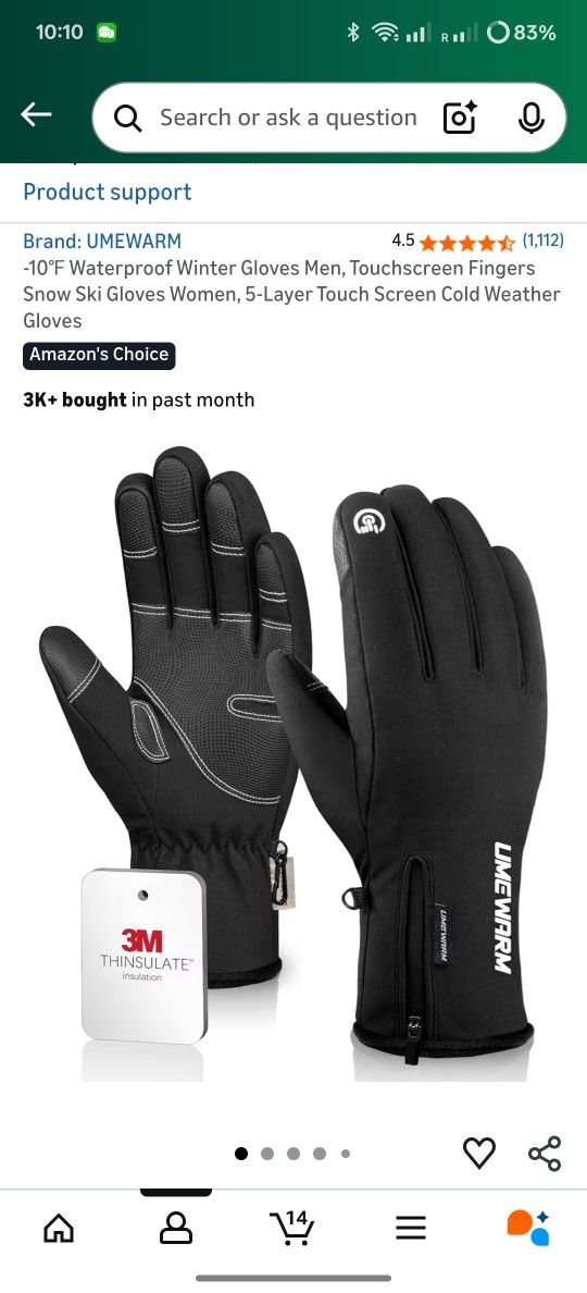 -10℉ Waterproof Winter Gloves Men, Touchscreen Fingers Snow Ski Gloves Women, 5-Layer Touch Screen Cold Weather Gloves