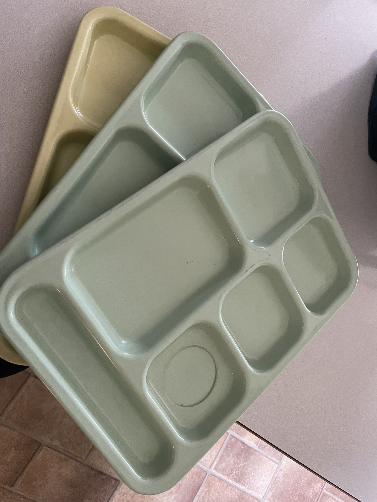 3  vintage Dallas Ware  six-compartment cafeteria trays