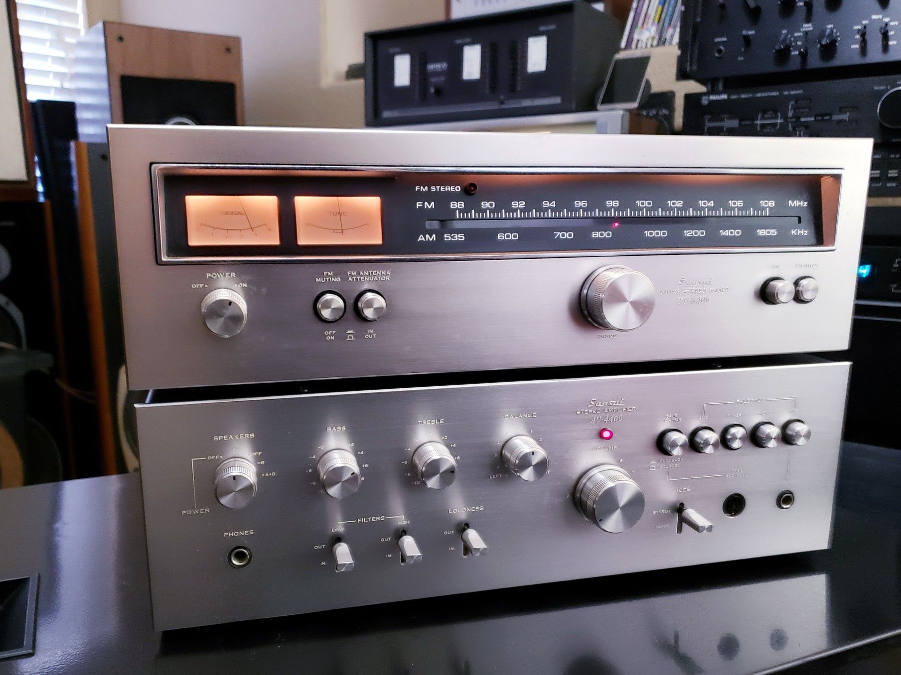 Sansui AU-4400 Vintage Integrated Amplifier- Restored & TU-4400 Tuner - Rare Silver Face