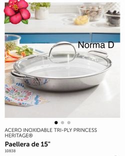 Paellera de 15 “ Tri-ply nueva en su caja 🌺 princess house. 🌺
