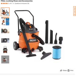 16 Gallon 6.5 Peak HP NXT Wet/Dry Shop Vacuum with Cart, Fine Dust Filter, Locking Hose and Accessories