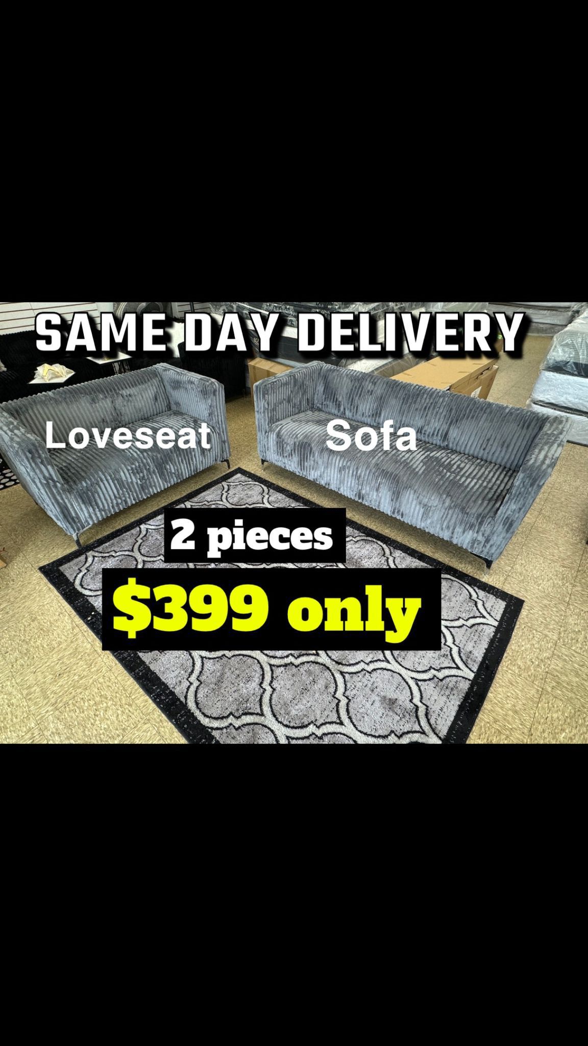 Sofá & loveseat brand new available for pick up or delivery $399 for both pieces