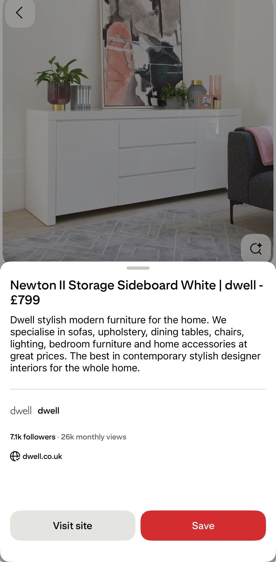 Dwell UK White High Gloss Newton II Sideboard