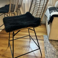 3 Fishbone Rattan Counter Stools