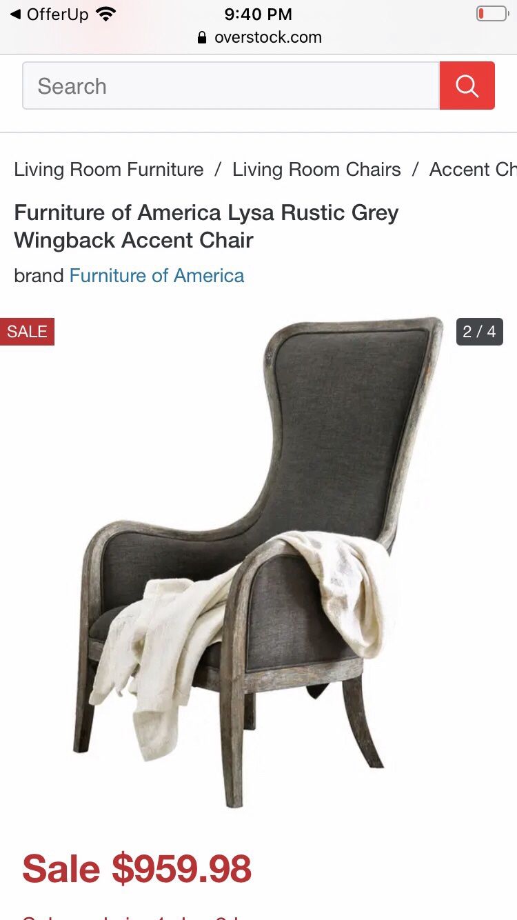 Wingback Accent Chair Lysa Rustic Gray Read Below Please. for