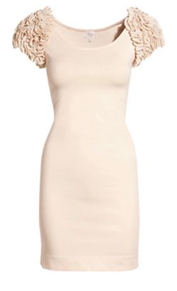 H&M The Garden Collection floral ruffle sleeve peach cream dress Coquette Chic L