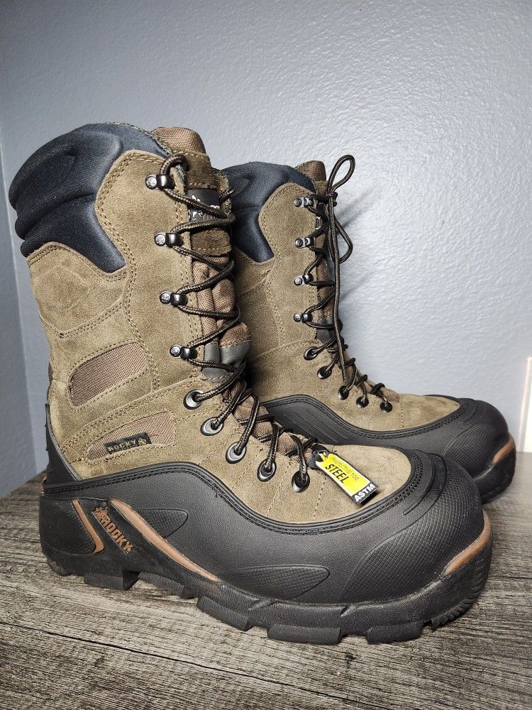 Rocky Blizzard Stalker Steel Toe Size 10 Waterproof 1200G Insulated Work Snow Boots