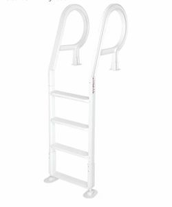 XtremepouwerUS Heavy Duty Deck Entry Ladder Anti Slip Plastic Step Pool Ladder for Adjustable 48-54 Inch Above Ground or In Ground Swimming Pools 140